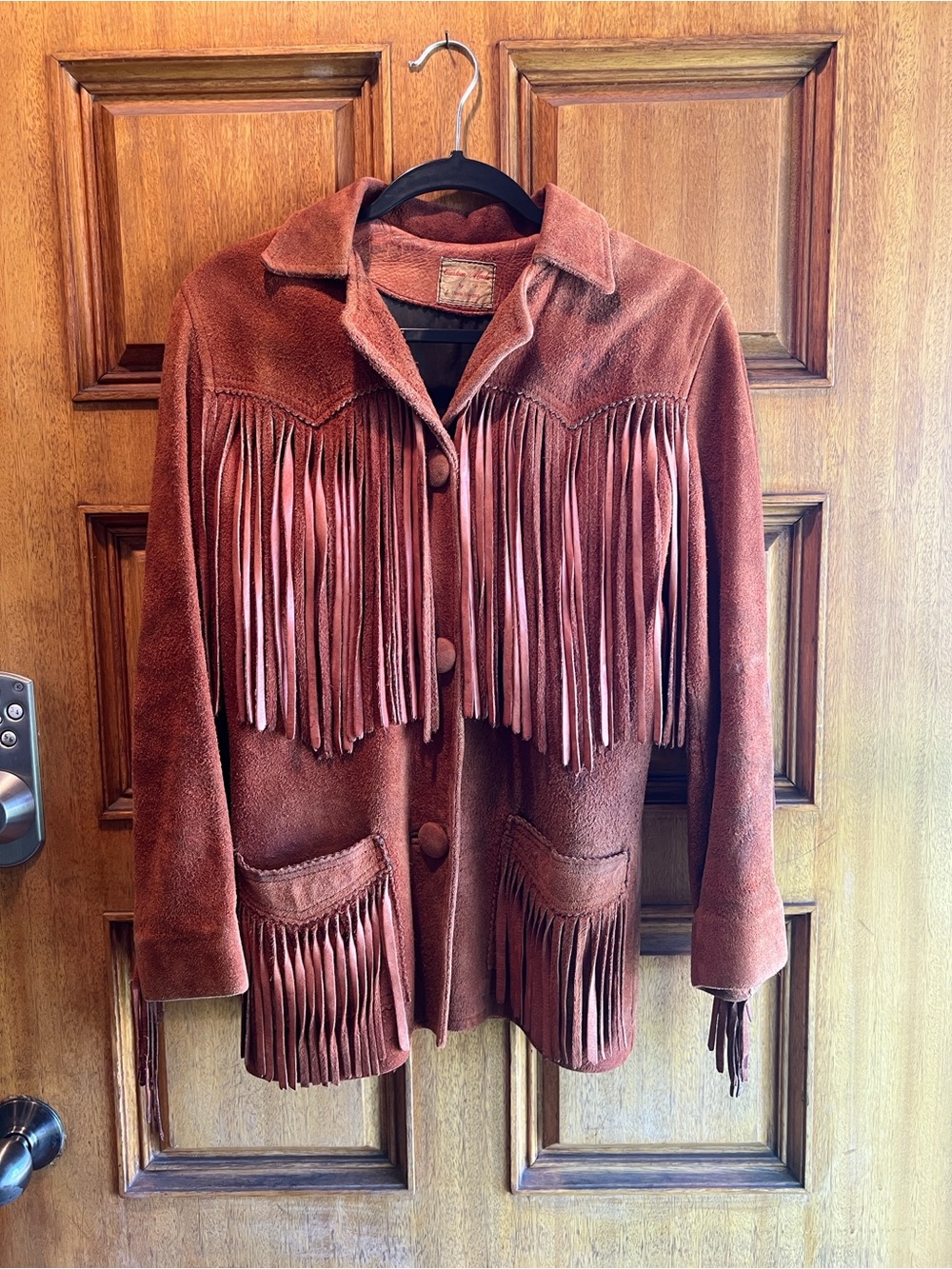 Women's Suede Fringe Jacket - Rust